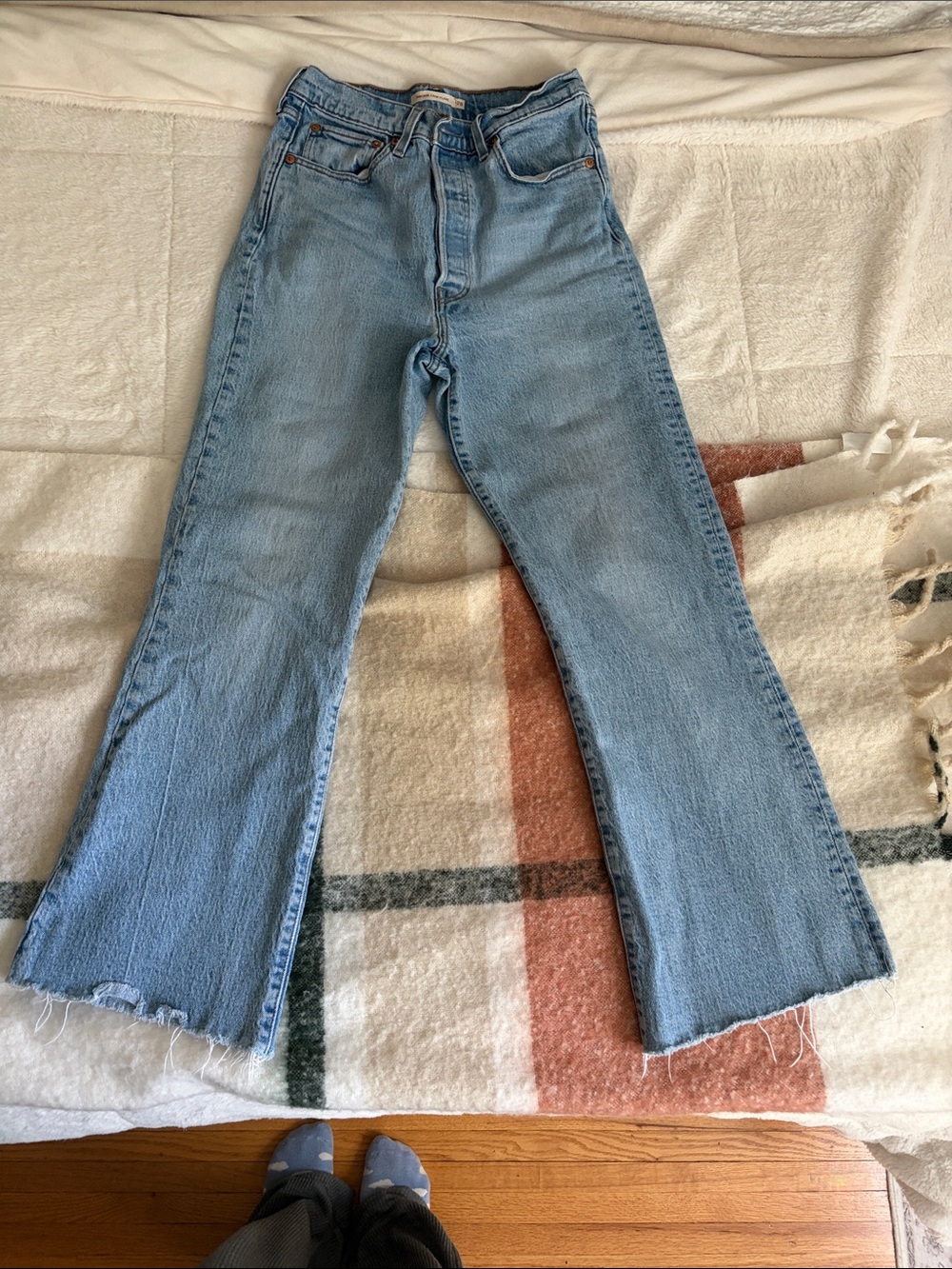 High-Rise Light Blue Flare Jeans for Women